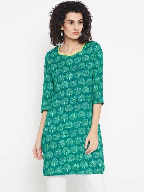 

Karigari Women Green Printed Straight Kurta