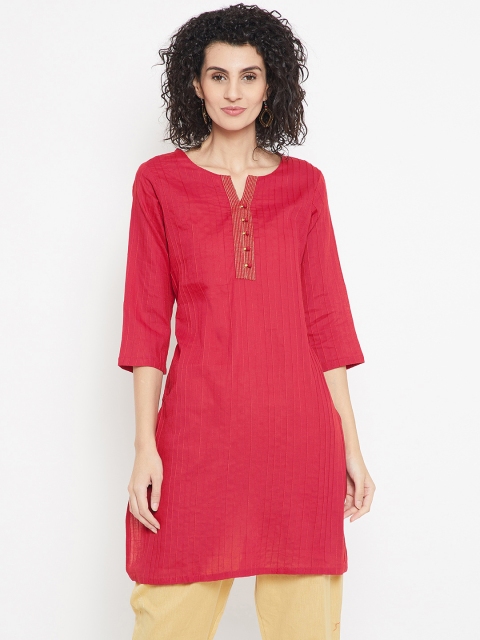 

Karigari Women Red Solid Straight Kurta