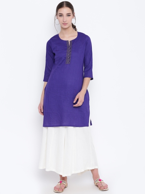 

Karigari Women Purple Solid Straight Kurta