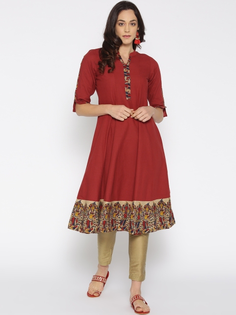 

Anahi Women Rust Solid A-Line Kurta