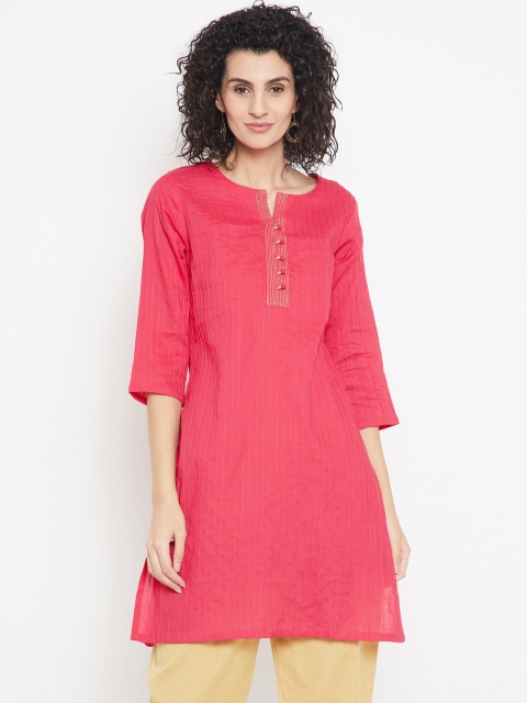 

Karigari Women Pink Solid Straight Kurta