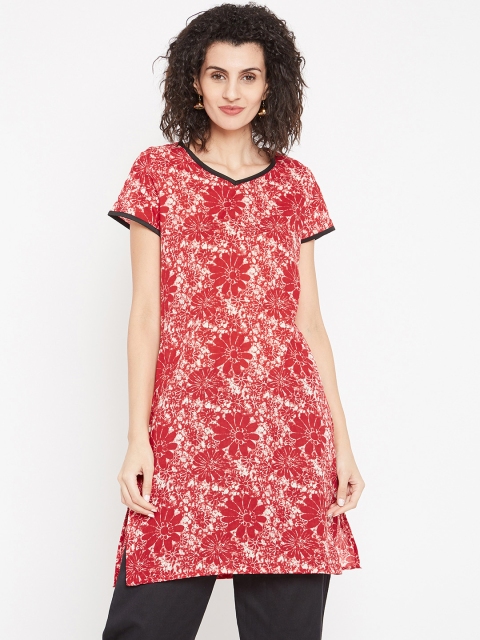 

Karigari Women Maroon & Beige Printed Straight Kurta