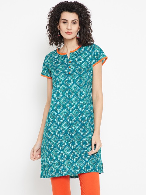 

Karigari Women Green Printed Straight Kurta