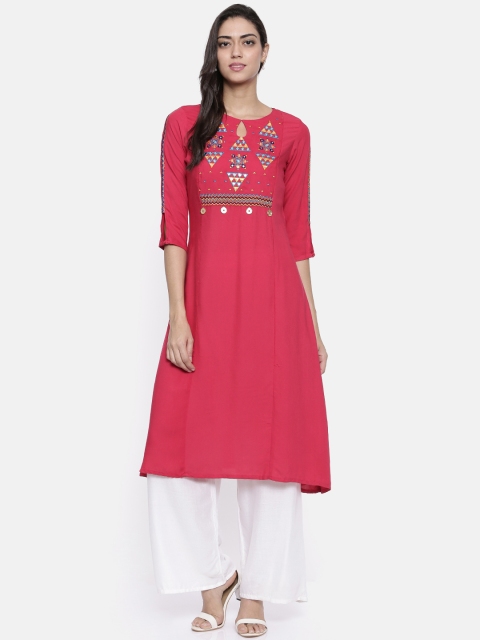 

Anahi Women Pink Embellished A-Line Kurta