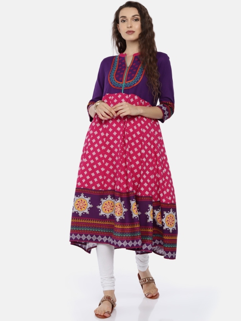 

Anahi Women Pink & Purple Printed A-Line Kurta