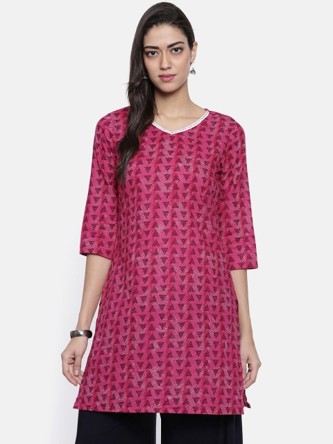 

Karigari Women Pink Printed Straight Kurta