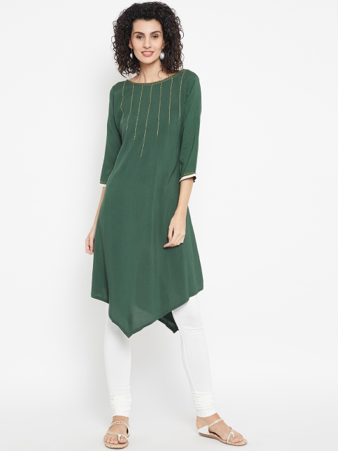 

Karigari Women Green Yoke Design A-Line Kurta