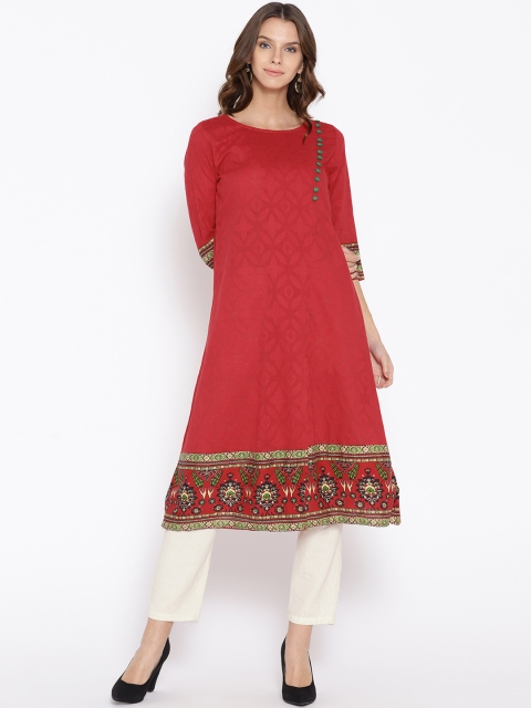 

Anahi Women Red Printed A-Line Kurta