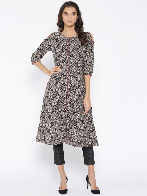 

Anahi Women Black & Beige Printed A-Line Kurta