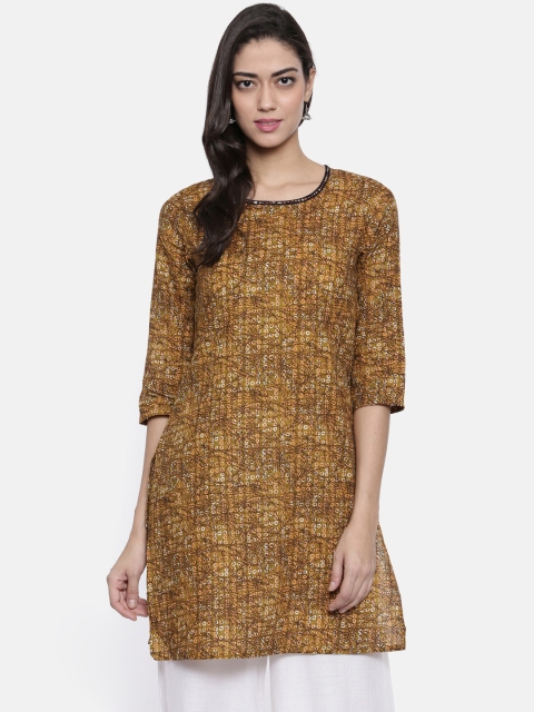 

Karigari Women Olive Green Printed A-Line Kurta
