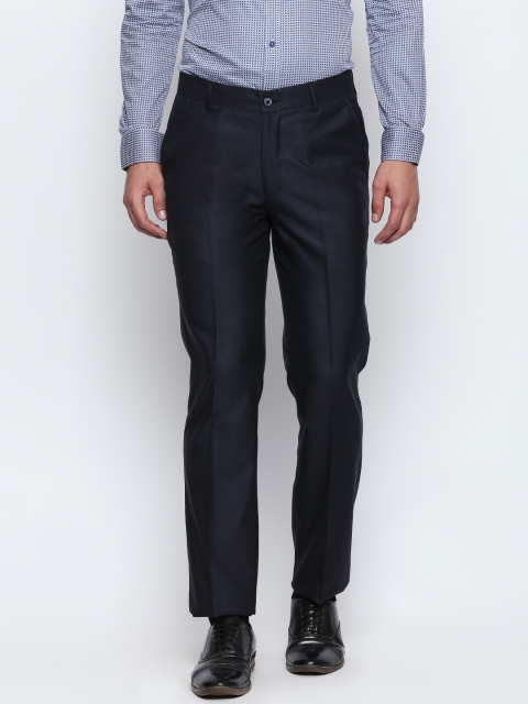 

Solemio Men Navy Blue Slim Fit Solid Formal Trousers