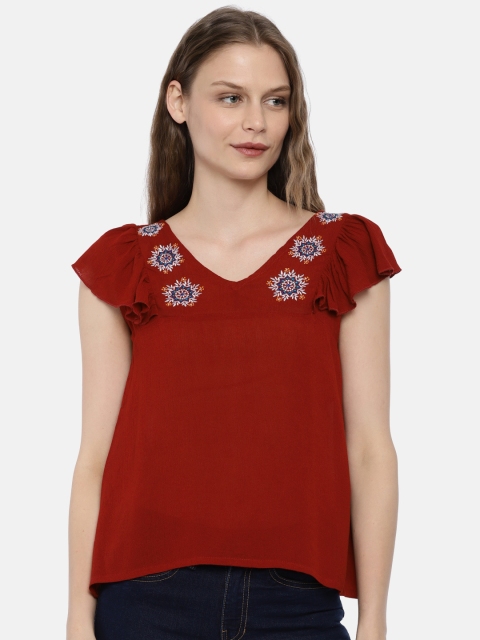 

Bronz Women Red Solid Top