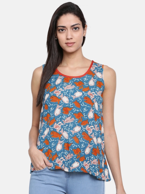 

Bronz Women Blue Printed Top