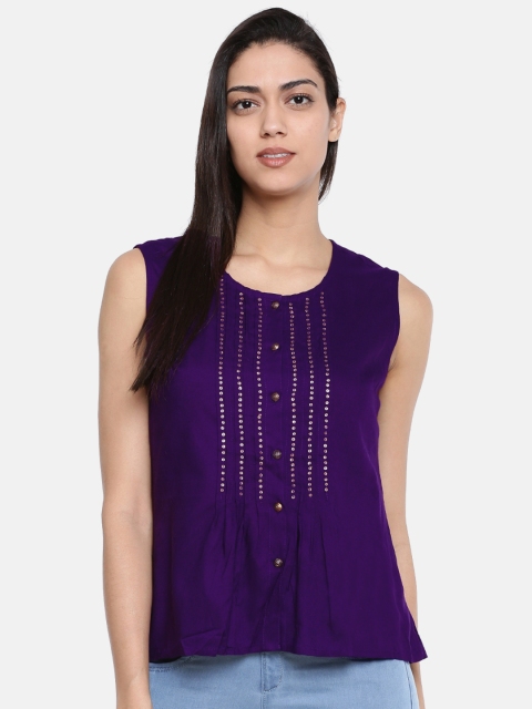 

Bronz Women Purple Sequin Top