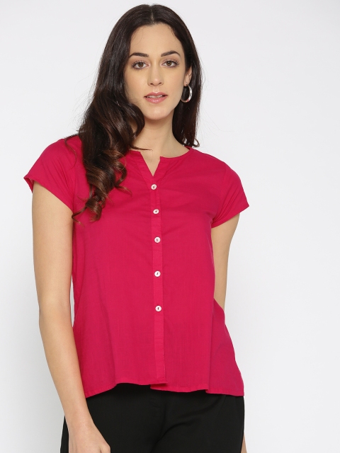

Bronz Women Pink Solid Shirt Style Top