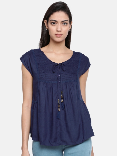 

Bronz Women Navy Solid Top, Navy blue