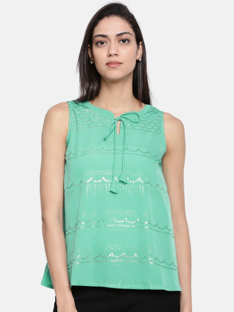 

Bronz Women Green Foil Printed Top