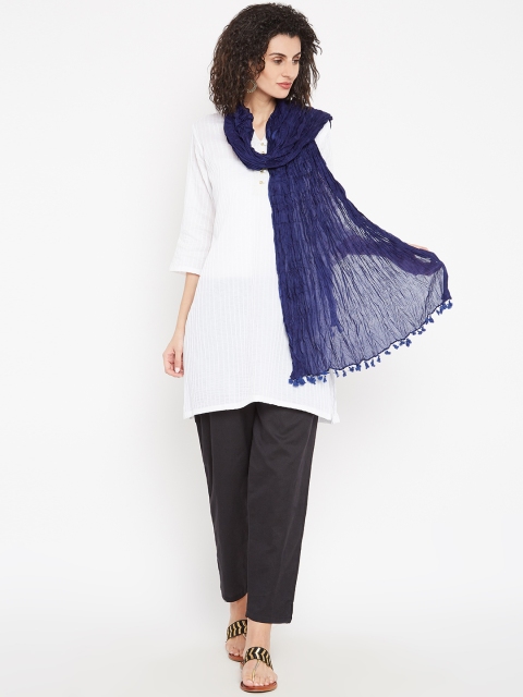 

Karigari Navy Blue Solid Dupatta