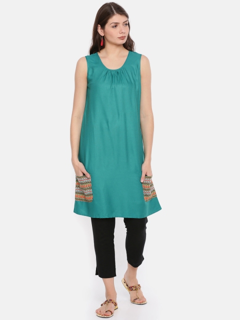 

Bronz Teal Green Printed Tunic