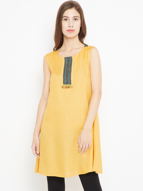 

Bronz Yellow Self Design Tunic