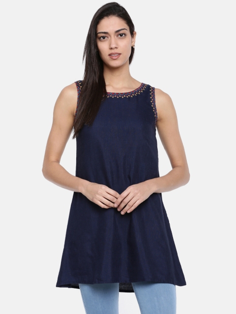 

Bronz Women Navy Blue Solid Tunic