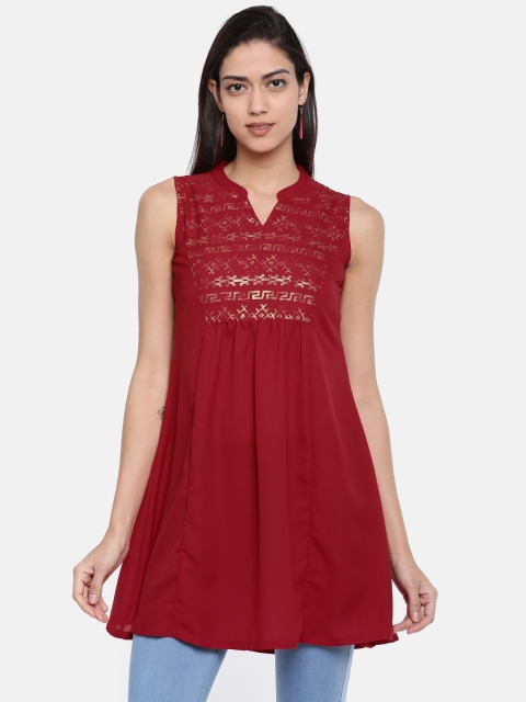 

Bronz Women Red Printed Tunic
