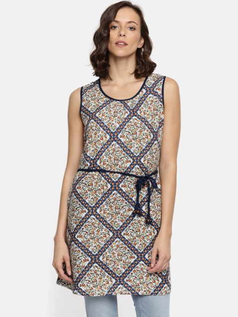 

Bronz Off-White & Blue Printed Tunic