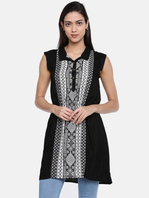 

Bronz Women Black & White Printed Tunic