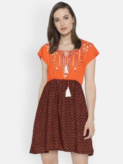 

Bronz Orange & Black Printed Tunic