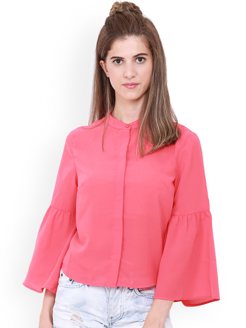 

Heather Hues Women Pink Solid Shirt Style Top