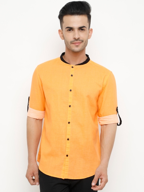 

WITH Men Orange Smart Slim Fit Solid Casual Shirt