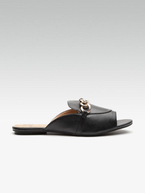 

Carlton London Women Black Solid Open Toe Flats