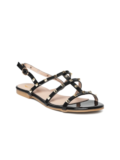 

Carlton London Women Black Studded Open Toe Flats
