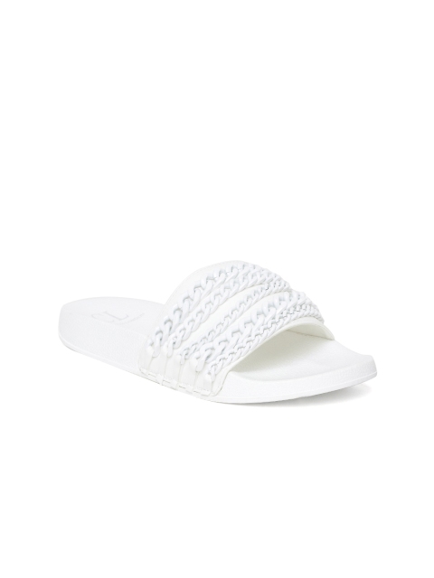 

Carlton London Women White Solid Open Toe Flats with Chain Detail