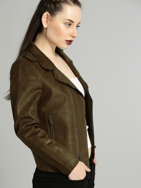 

Roadster Women Brown Solid Biker Jacket