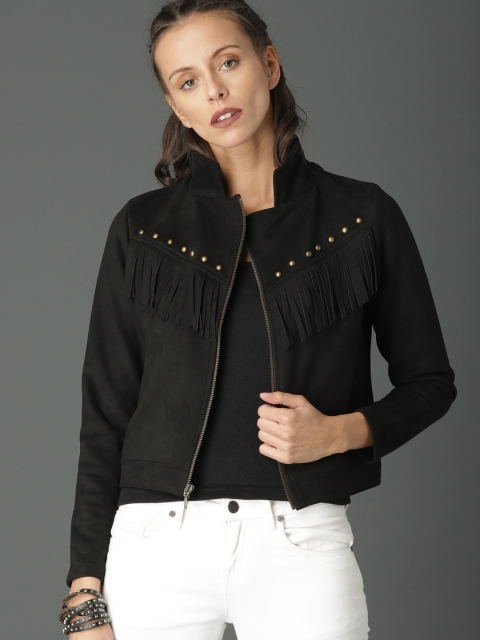 

Roadster Women Black Solid Biker Jacket