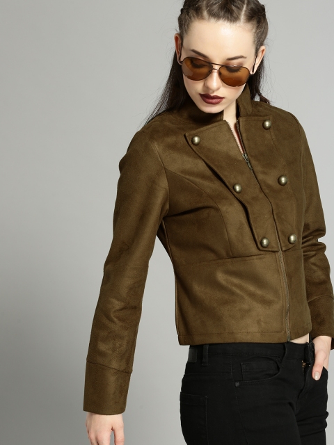 

Roadster Women Brown Solid Biker Jacket