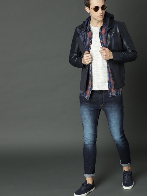 

Roadster Men Navy Blue Solid Tailored Jacket