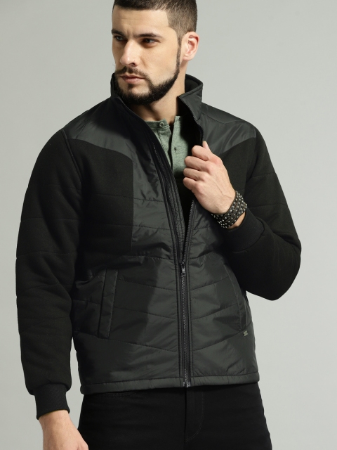 

Roadster Men Black Solid Puffer Jacket