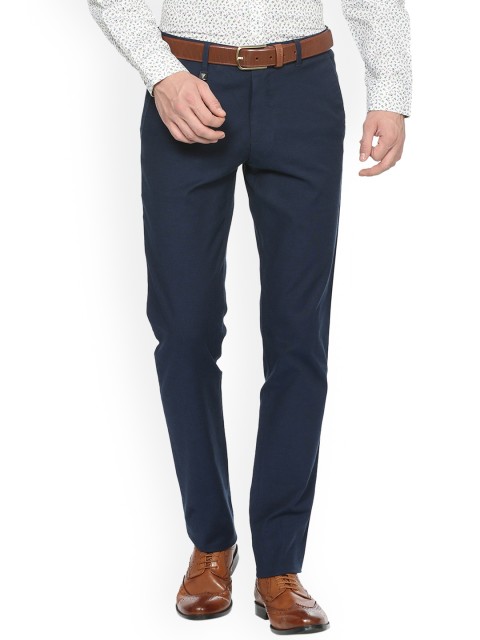 

Van Heusen Men Navy Blue Slim Fit Solid Formal Trousers