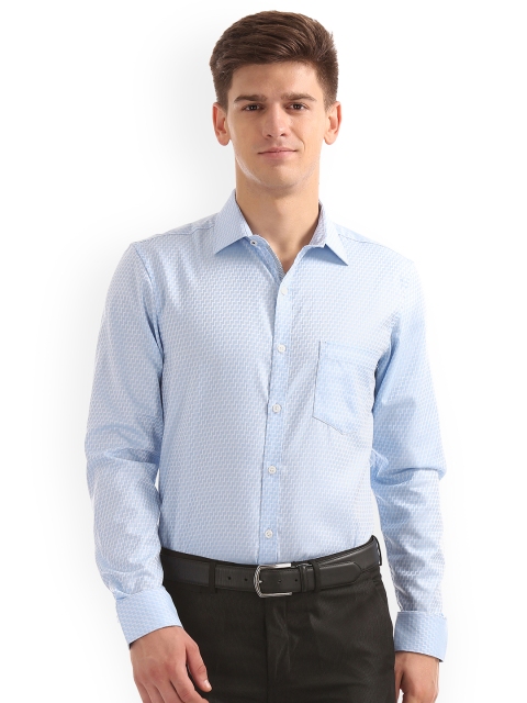 

Excalibur Men Blue Slim Fit Self Design Formal Shirt