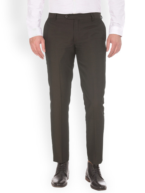 

Excalibur Men Brown Slim Fit Solid Formal Trousers