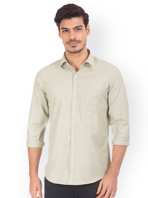 

Excalibur Men Off-White & Grey Slim Fit Striped Casual Shirt