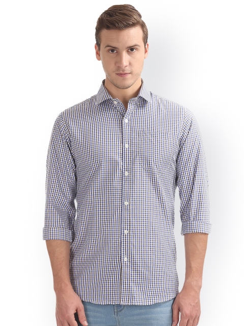 

Excalibur Men Blue & Off-White Slim Fit Checked Casual Shirt