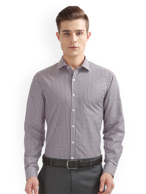 

Excalibur Men Maroon & Off-White Slim Fit Checked Formal Shirt