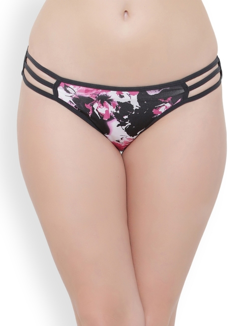 

Clovia Women Black & Pink Printed Bikini Brief With Cut-Out Sides PN2550P14XL