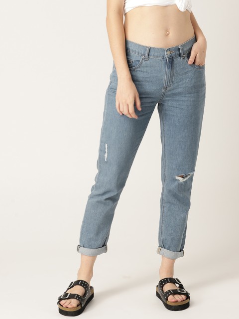 

ESPRIT Women Blue Regular Fit Mid-Rise Low Distress Jeans
