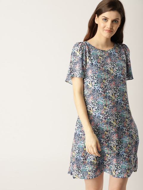 

ESPRIT Women Blue & White Printed A-Line Dress