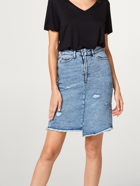 

ESPRIT Blue Distressed Denim Skirt