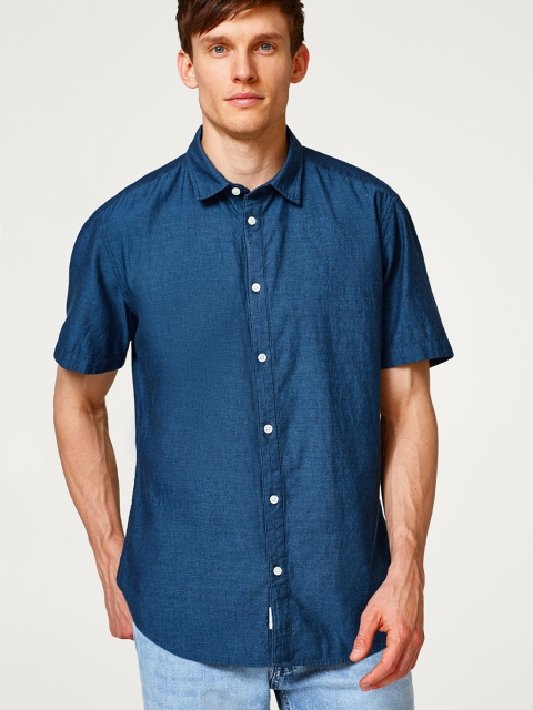 

ESPRIT Men Navy Blue Regular Fit Solid Casual Shirt